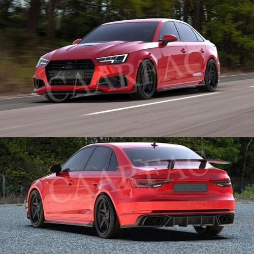 For S4 body kit Dry Carbon Fiber Bumper Guard side skirts Rear Spoiler Boot trim Front Rear Lip Diffuser For Audi A4 S4 B9 2019