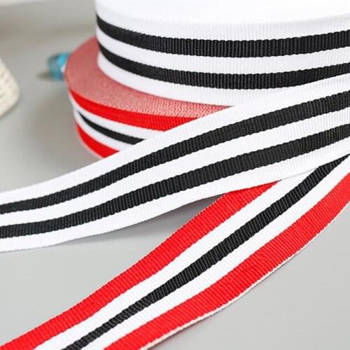 Grosgrain Ribbon Black White Red Stripe Hot 30 40mm High Quality For Handwork Apparel Sewing & Fabric Edge Accessories BBXY-151