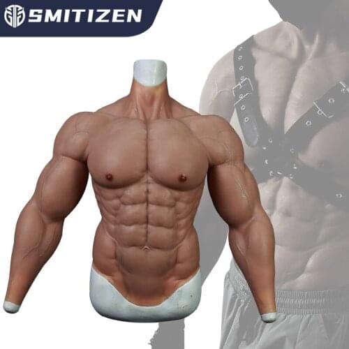 Smitizen Muscle Suit Upper Graded Bodysuit with Arms for Cosplay Costumes Fake Chest Realistic Strengthen Body Suit