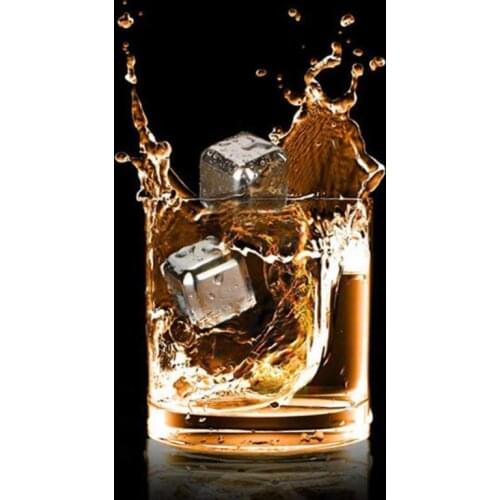 1pcs Food Stainless Steel Ice Cubes Reusable Chilling Stones For Whiskey Wine Fast Cooling Cold Drinking Kitchen Bar Accessories