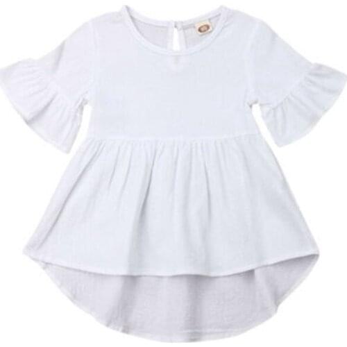 Summer Baby Toddler Girls Clothes Ruffled Sleeve Dress Summer Tutu Newborn Baby Girl Clothes Cotton O-neck