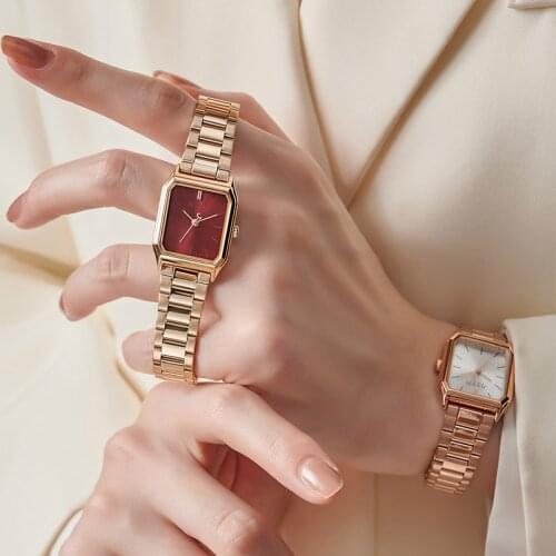 Small Julius Womens Watch Japan Mov't Hours Elegant Fashion Clock Stainless Steel Chain Bracelet Girls Gift Box