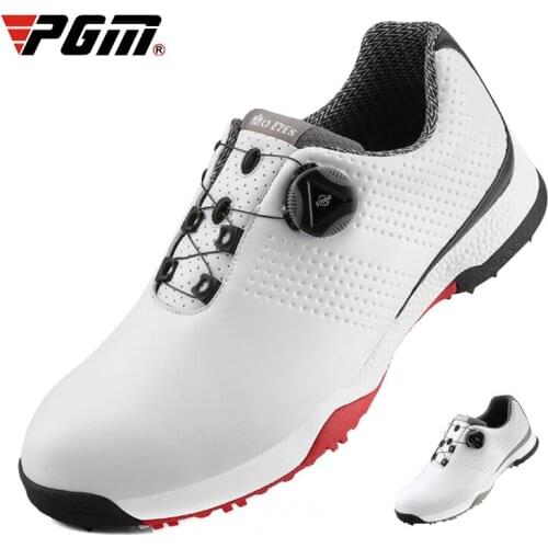 New Arrival Mens Waterproof Golf Shoes Breathable Anti-Skid Spikes Shoes Male Rotating Buckle Shoeslace Sneakers D0798
