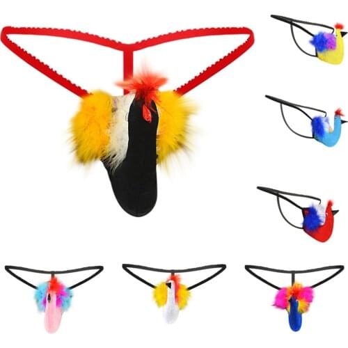 Mens cartoon bird underwear Mens Fashion Sretch G-string T-back Micro Thong Briefs Underwear multiple colour Sexy underwear T3
