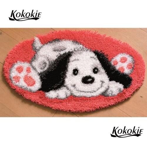Diy carpet embroidery handmade accessories set tapestry kits 3d latch hook kit rug canvas printing dog handwerken knooppakket