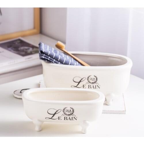 New Charming Paris Le Bain Ceramic Tub Soap Dish Towel Holder Bath Tray Room Organiser Vintage Bathroom With Feet