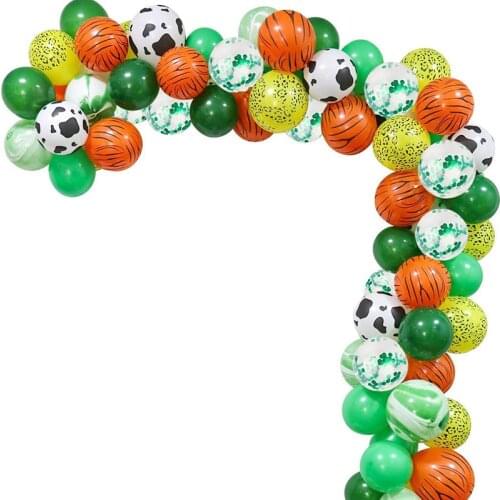 New Hot Sale Balloon Chain Combination Set 72 Pieces Jungle Hunting Animal Birthday Party Scene Arrangement Balloon