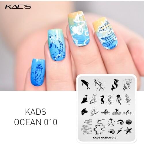New Arrival Nail Art Stamp Template Ocean Theme Whale Seahorse Jellyfish Pattern Stamping Plates Stencil for Nail Transfer Print