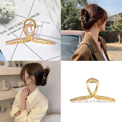 New Fashion Shark Clips Dumb Gold Hairclips Large Metal Shower Hairpins Korean Headpins Headdress Hair Accessories For Women