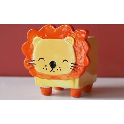 Original design Cartoon Animal flower pot Cute Lion plat pots macetero suculentas pots balcony decorations garden flowerpot New