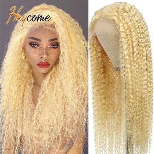 Heycome 30Inch 613 Blonde Kinky Curly Lace Front Wig 13x4 Glueless Lace Front Human Hair Wig For Black Women Brazilian Remy Hair