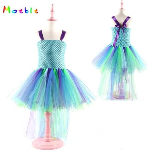 Peacock Designs Girl Dress for Summer Kids Party Dresses Princess Girl Tulle Tutu Dress for Dance Birthday Festival Wedding