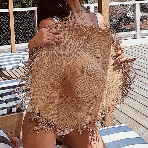 Summer Women Raffia big Wide Brim Sun Hat Black Ribbon Bow Floppy Straw Hats Girl Outdoor Vacation Beach Hat Feminino Visor Hat