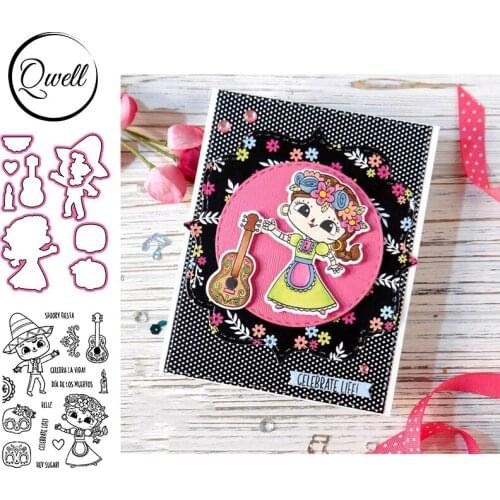 QWELL Cutting Dies With Clear Stamps Handsome Boy and Beautiful Girl Costume DIY Scrapbooking Album Craft Craft 2020