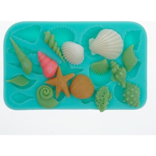 DIY Lovely Shell Starfish Conch Sea Silicone Mold Fondant Cake Decorating Tools Soap Mold Cake Chocolate Moulds