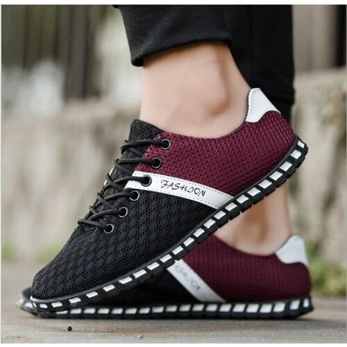Light Flats Shoes For Men Fashion Outdoor Sneakers 2021 Big Size Flat Men Summer Breathable Mesh Shoes Casual Lace Up Male Shoe