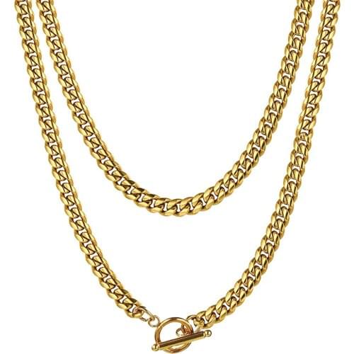 18CM 22CM 40CM 60CM Stainless Steel Thick Cuban Link Chain Necklaces for Men Women Toggle Necklace Choker Collar Chunky Jewelry