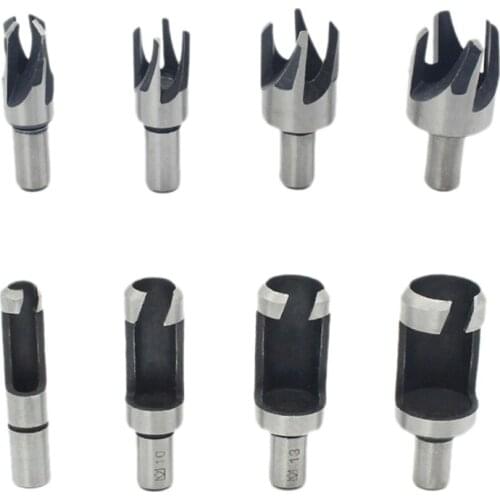TOP 8 Pcs Chamfer Wood Plug Cutter Drills Straight & Tapered Taper Claw Type Drill Bits Woodworking Cutting Tool