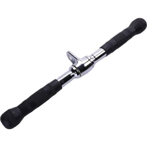 Triceps Rotating Straight Bar with Rubber Handle Barbell Multi-Exerciser Cable Attachment