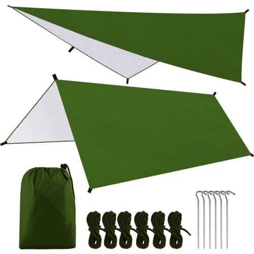 3m*3m Waterproof Outdoor Camping Tarp Awning Sunshade Hammock Tent Rain Shelter Picnic Mat Tarpaulin Canopy Beach Blanket