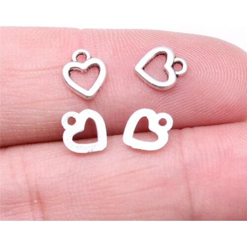 WYSIWYG 40pcs Charms 8x7mm Hollow Heart Charms For Jewelry Making DIY Jewelry Findings Alloy Charms