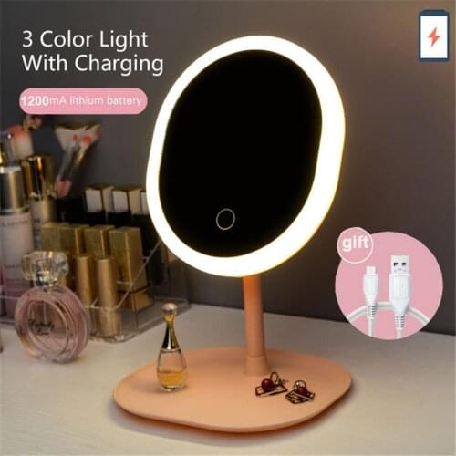 Makeup Mirror with Led Mirrors 5 Times Magnifier Standing Mirror Touch Screen Vanity Mirror with Lights Cosmetic Espejo De Mano
