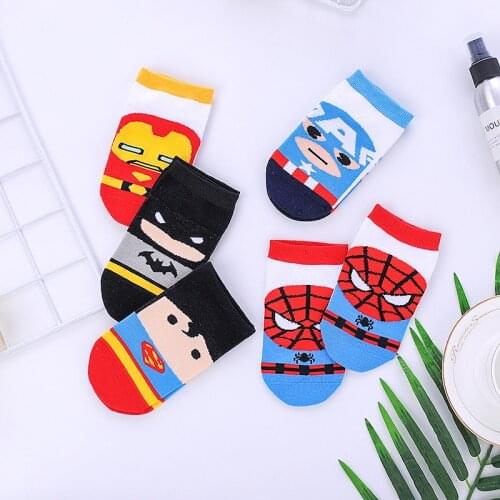 10pcs/set Disney childrens princess socks cartoon Avengers Spiderman Captain America girl socks cute straight baby socks