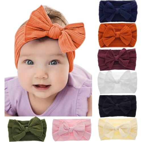 1 PCS Baby Girl Nylon High Elasticity Headband Infant Hair Accessories Bows Newborn Headwear Headwrap Gift Toddlers Ribbon