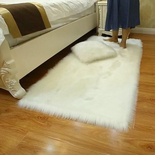 1PC High Quality 7 Colors Super Soft Pure Blanket Kitchen Bed Shiny Sheepskin Washable Rugs Faux Fur Mats Wool Carpet Washable