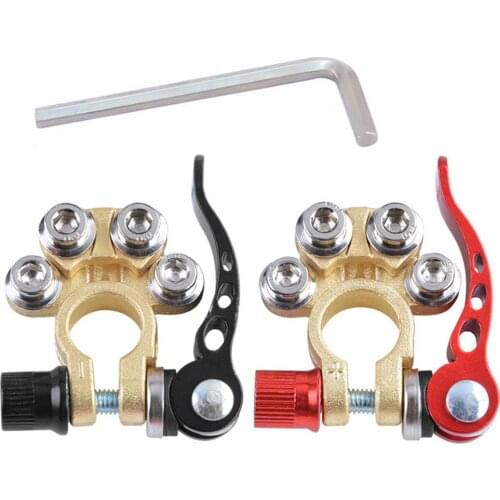 2PCS Quick Disconnect Car Battery Terminal Brass Cable Shut Off Connectors For Car UTV Tractor Truck Battery Protection