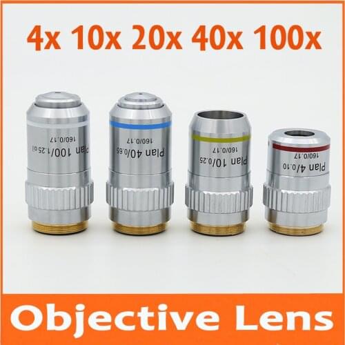 4X 10X 20X 40X 100X 195 Plan Achromatic Bio-Microscope Biological Microscope Objective Lens Thread Diameter 20.2MM RMS Interface