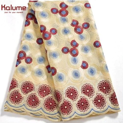 Kalume African Cotton Lace Fabric Swiss Voile 2021 Nigerian Lace Fabric 5 Yards High Quality For Diy Dress Sew Cloth Party F2574