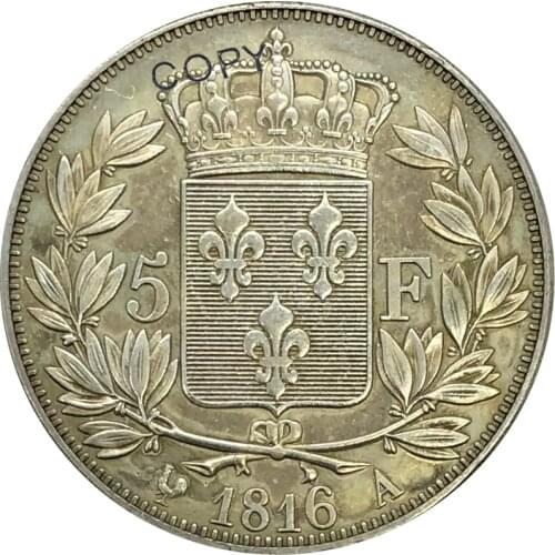 Aliexpress France Aliexpress France France 1816 D 5 Francs Louis XVIII ROI DE Letter Edge Brass Plated Silver Copy Coins