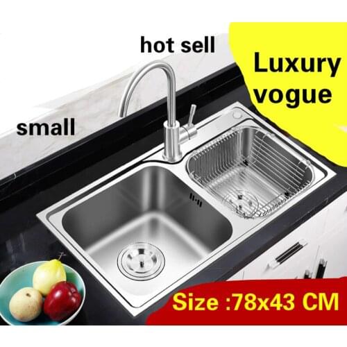 Free shipping Apartment kitchen double groove sink vogue do the dishes high quality 304 stainless steel hot sell 78x43 CM