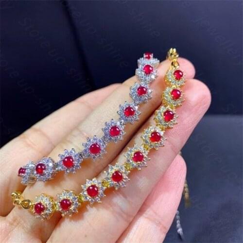 New Natural ruby Bracelet 925 Silver Ladies Bracelet Luxury Elegant Fashion Trend