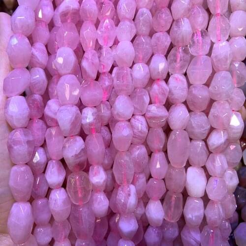 Natural Madagascar Rose Quatz Beads 15'' Faceted Olive Olivary DIY Loose Stone Beads For Jewelry Making Women Beads Necklace