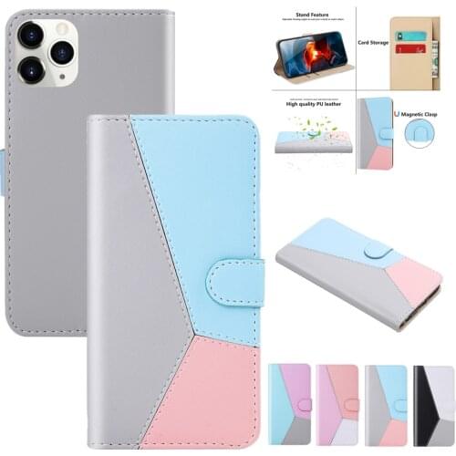 PU Leather Case for iPhone 13 11 12 Pro Max XS XR 6 7 8 Plus SE2020 Flip Etui Splicing Wallet Shockproof Cards Stand Phone Cover