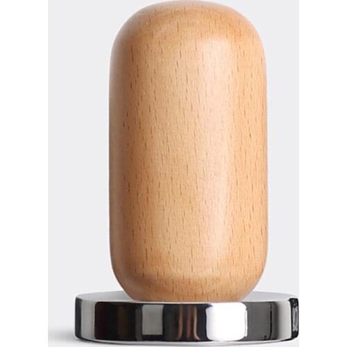 Wooden Grip Coffee Tamper 58mm Flat Base Coffee Bean Press Hammer Tool for Cafe Home Office