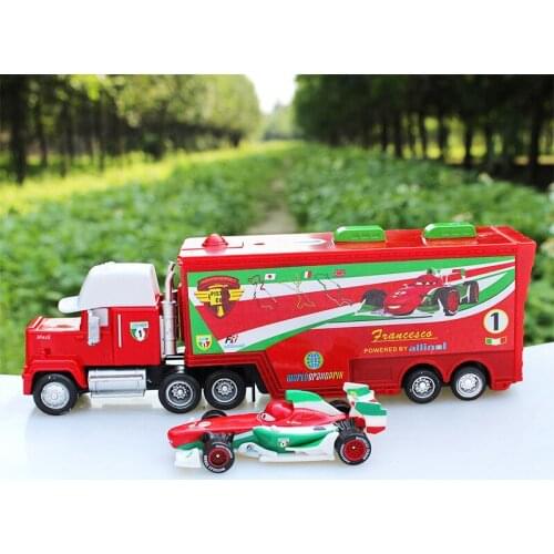 Disney Pixar Cars Lightning Mcqueen No.1 Mack Truck & Racer Francesco Bernoulli Diecast Metal Alloy Modle Toy Car Gifts For Kids