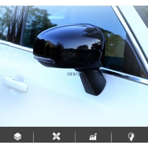 For VOLVO XC60 2018 2019 2020 2021 ABS Chrome /Carbon fiber 2pcs Look Rearview Side View Mirror Cover Trim Molding Car Styling