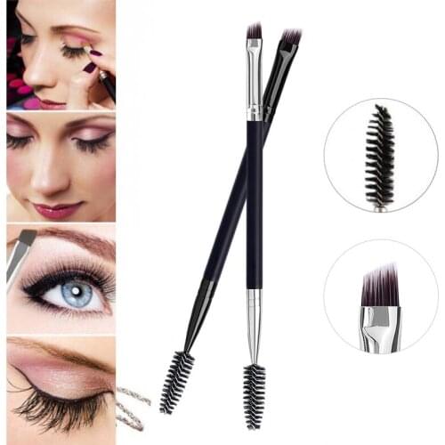 1 Pcs Double Head Makeup Eyebrow Brush Double Sided Blending Eye Eyebrow Flat Angled Make Up Brush Comb Double Ended Tool