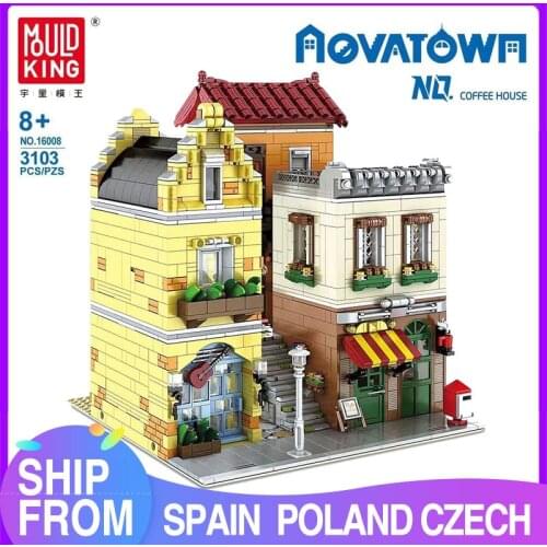 MOULD KING MOC Streetview Building The Coffee House Model Building Blocks Assembly Bricks Kids Educational Toys Christmas Gifts
