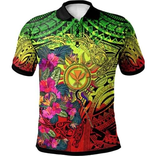 Polynesian Hawaii Kanaka Maoli T-Shirts Hibiscus Flowers Patterns 3D Printed Polo Shirt Men Women Short Sleeve Summer T-shirt