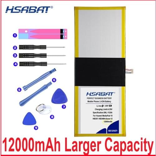 HSABAT 0 Cycle 12000mAh HB3X1 HB3484v3eaw-12 Battery for Huawei MediaPad 10 Link S10-201wa Tablet PC Replacement Accumulator