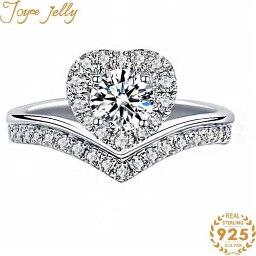 JoyceJelly Classic Solid 925 sterling silver Ring With 1 CT D Color Moissanite Gemstones Silver Finger Jewelry Gift Size 6-9