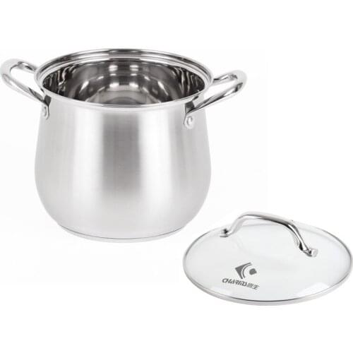 Stainless Steel Stockpot with Glass Lid Triple Layer Bottom Casserole Cooking Pot
