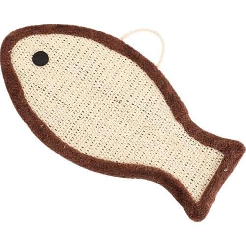 1pc Bite Resistant Fish Shape Cat Scratcher Toy Funny Natural Sisal Kitten Scratching Pad Cat Scratch Mat Pet Supplies