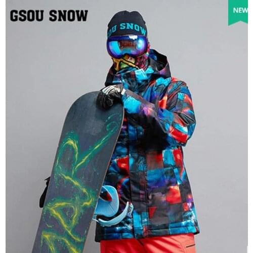 Mens Blue Ski Jacket Male Color Box Cycling Snowboarding Snow Coat Skiwear Waterproof 10K Windproof Breathable Warm