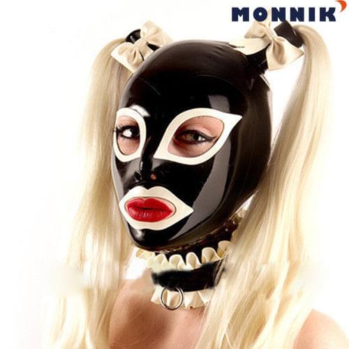 MONNIK latexLatex mask Sexy Latex Mask Hood with Tails for Catsuit Unisex Party Wear Unique
