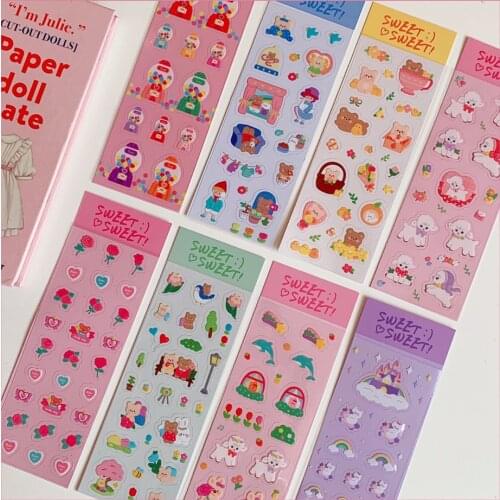 MINKYS New Arrival Cute 3pcs/lot Kawaii Girls Scrapbooking Stickers Decorative Sticker Kids Gift School Office Stationery